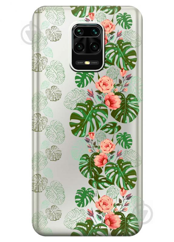 Силиконовый чехол iSwag для Xiaomi Redmi Note 9 Pro Max Тропические листья (KS2494)