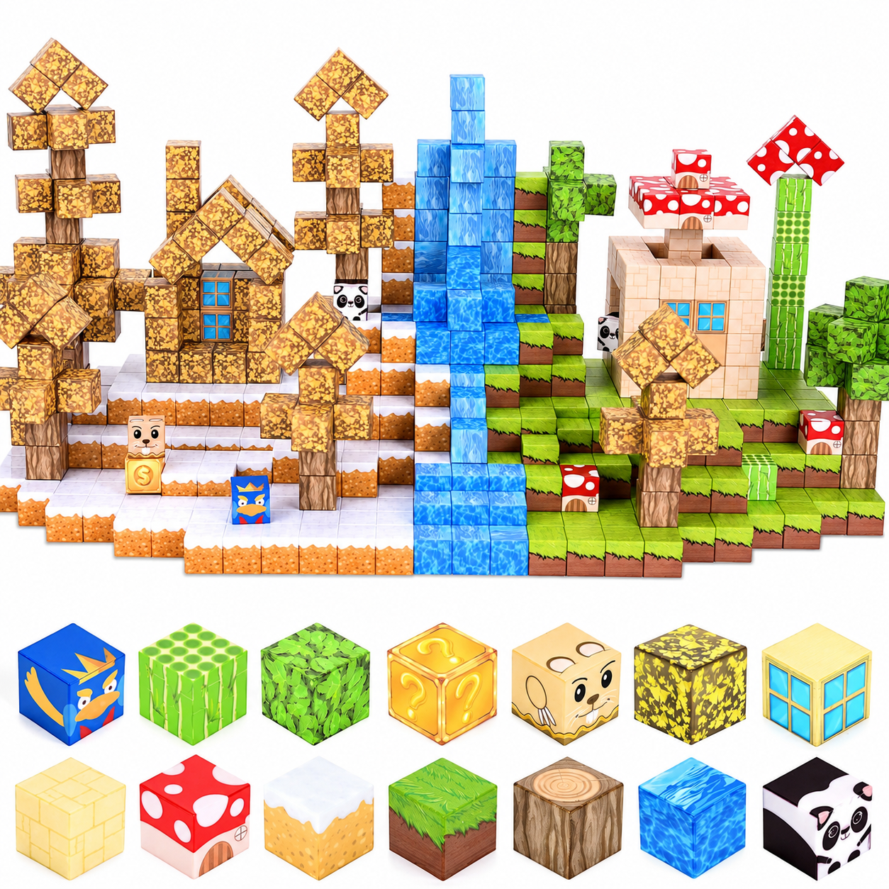 Конструктор магнитный Minecraft Лесной Биом с Водопадом 100 дет. (BT113)