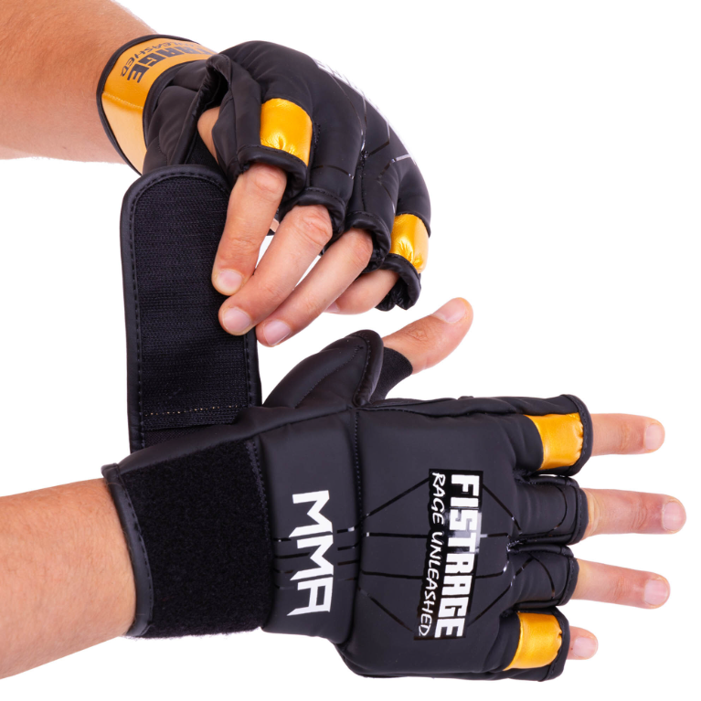 Перчатки для смешанных единоборств MMA FLEX FISTRAGE VL-4300 L Черный/Золотой