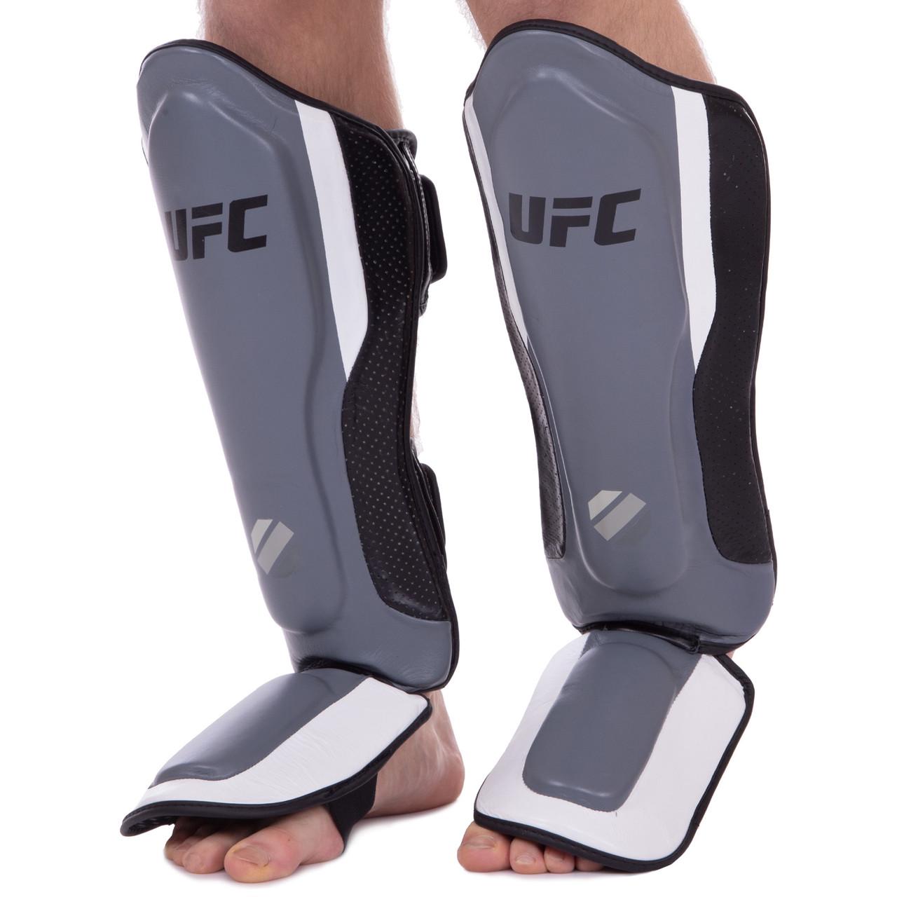 Защита голени и стопы UFC PRO Training кожаный S-M Серый (UHK-69982)