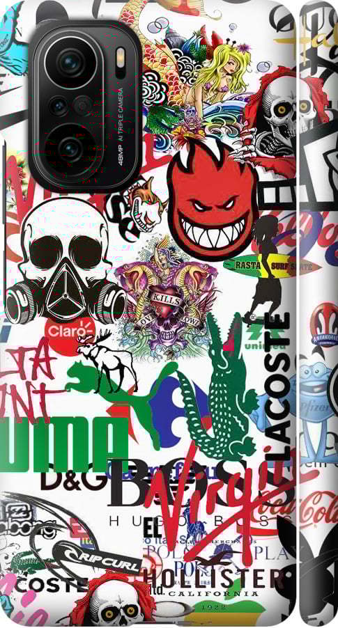 Чохол на Xiaomi Poco F3 Many different logos (4022m-2280-42517)