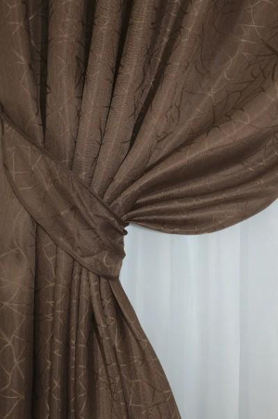 Комплект штор у вітальню/спальню з жакарду 1,5х2,7 м 2 шт. Коричневий (518ш) - фото 6