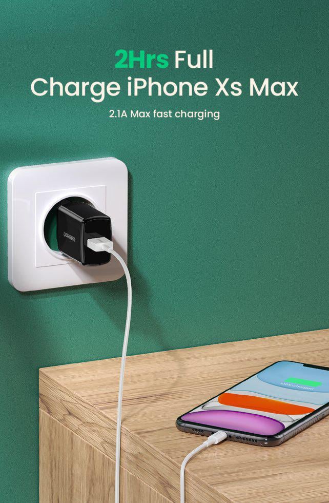 Зарядное устройство сетевое UGREEN ED011 USB 10,5W (50459) - фото 3 Зарядное устройство сетевое UGREEN ED011 USB 10,5W (50459) - фото 3