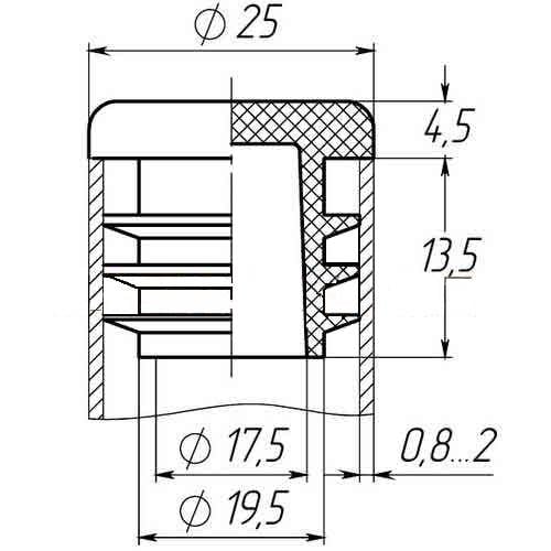 Заглушка Steelfix 25 мм внутренняя круглая для трубы плоская Черный (081070) - фото 2