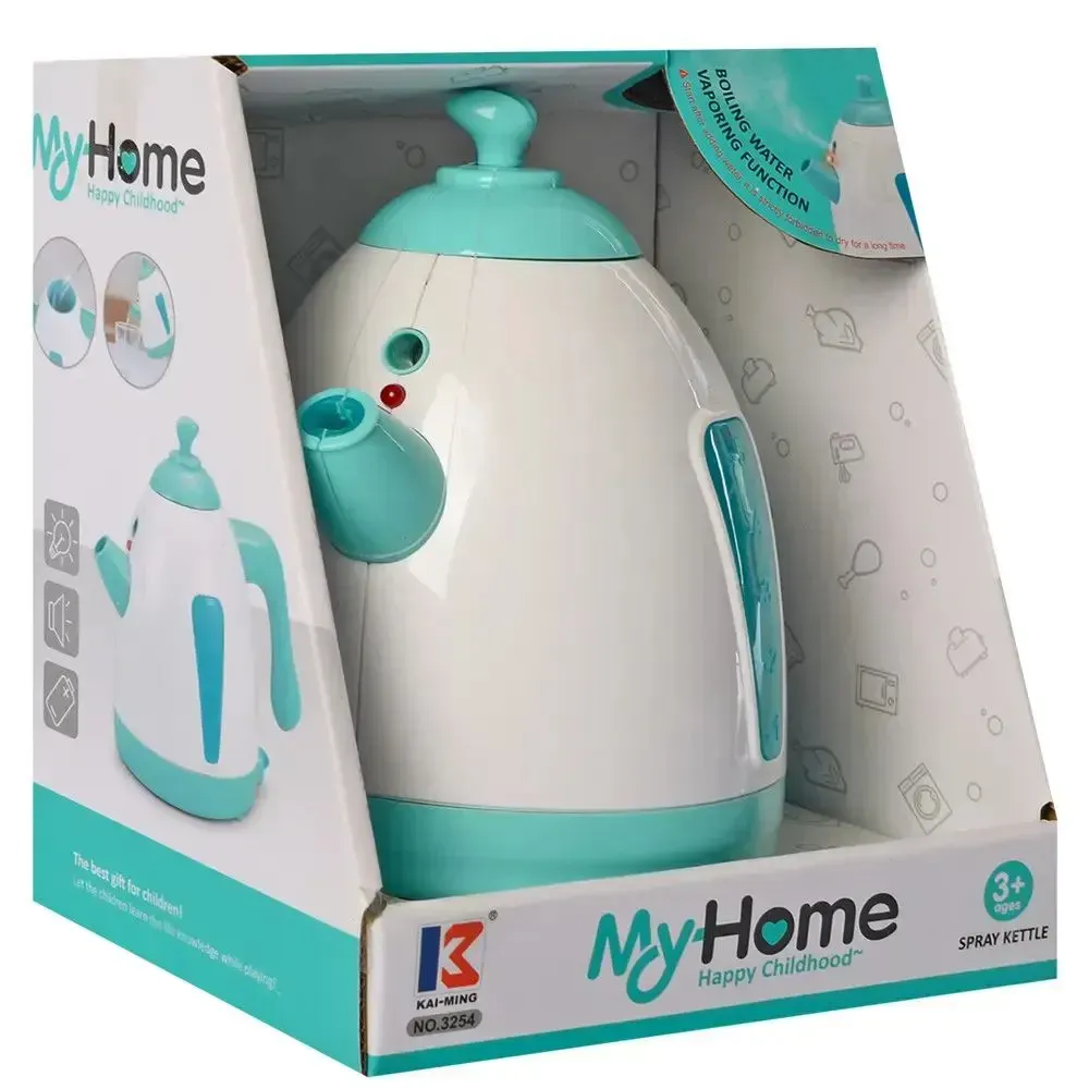 Чайник игрушечный My Home со светло-звуковыми эффектами из пластика 16 см Бело-голубой (150-98-3254-KT)