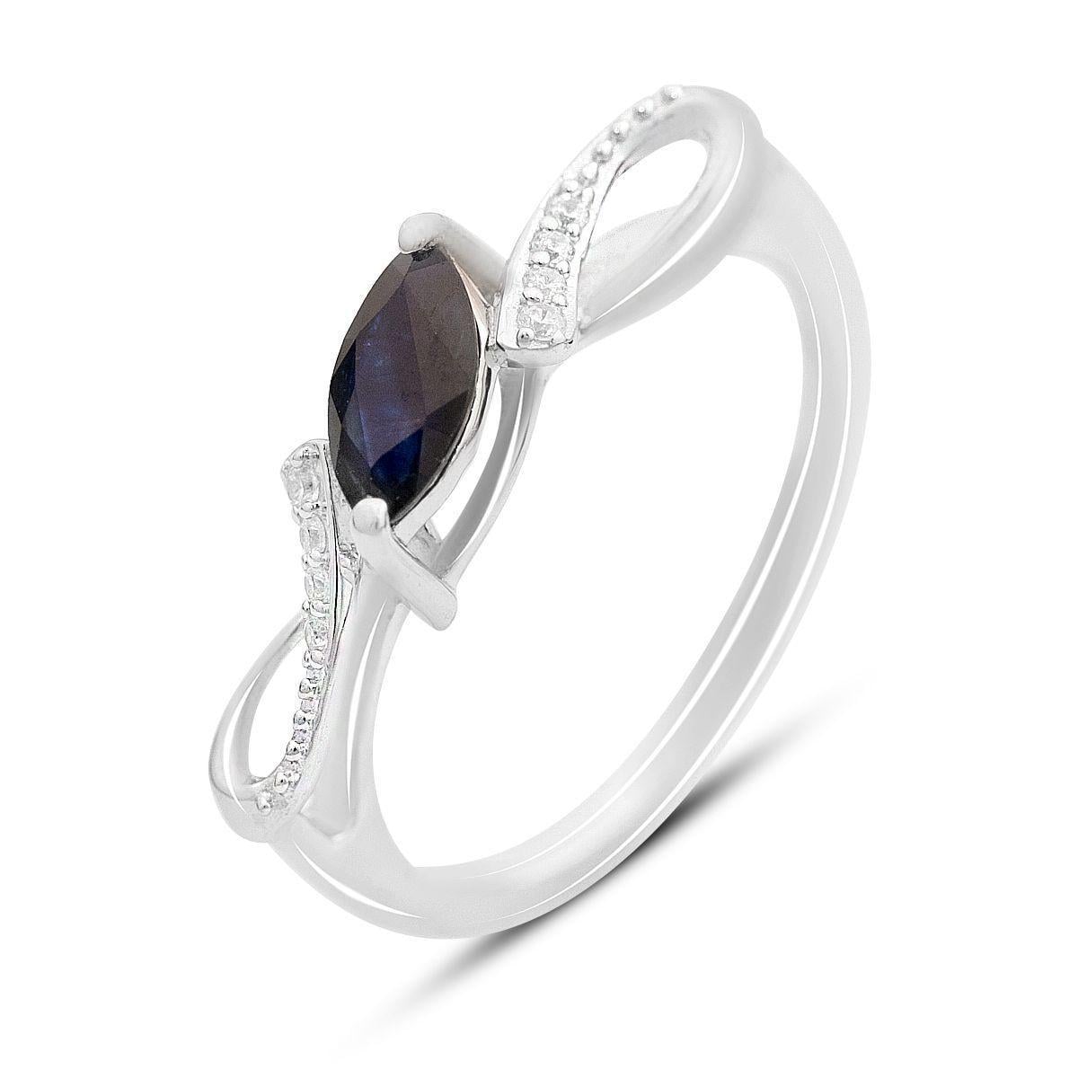 Кольцо серебряное Tiva с натуральным сапфиром и фианитами 0,62 ct 2,42 г р. 18 (2168782)