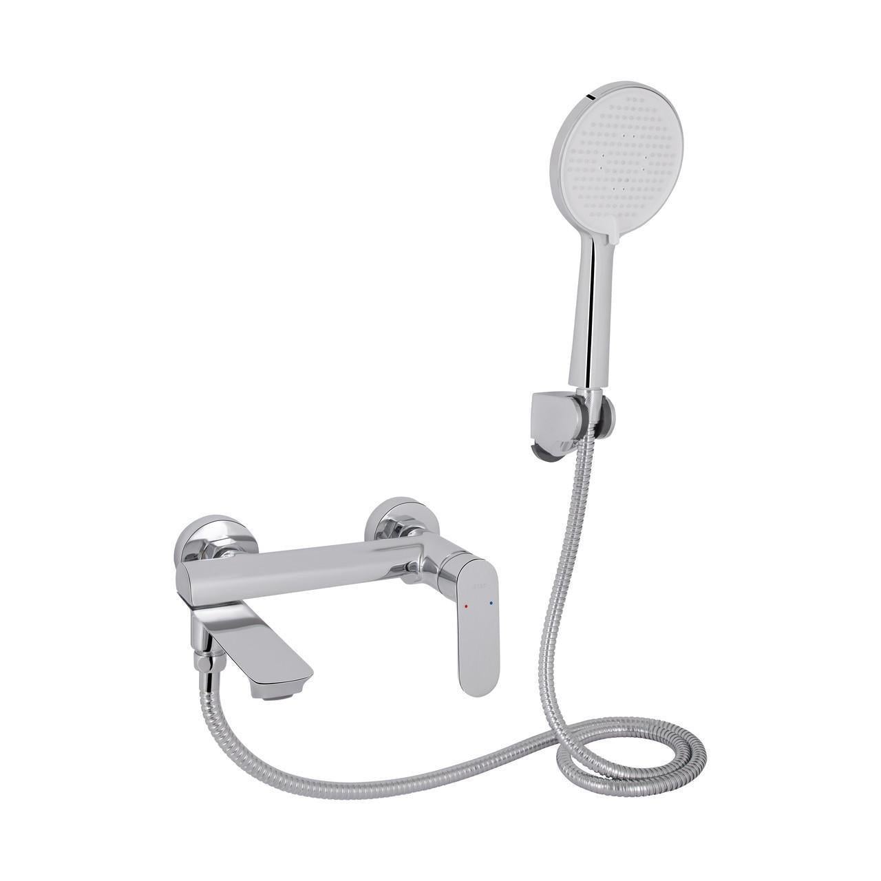 Смеситель для ванны Qtap Evia QTEVI260CRM47578 с поворотным изливом с душевым гарнитуром Chrome (2610410633)