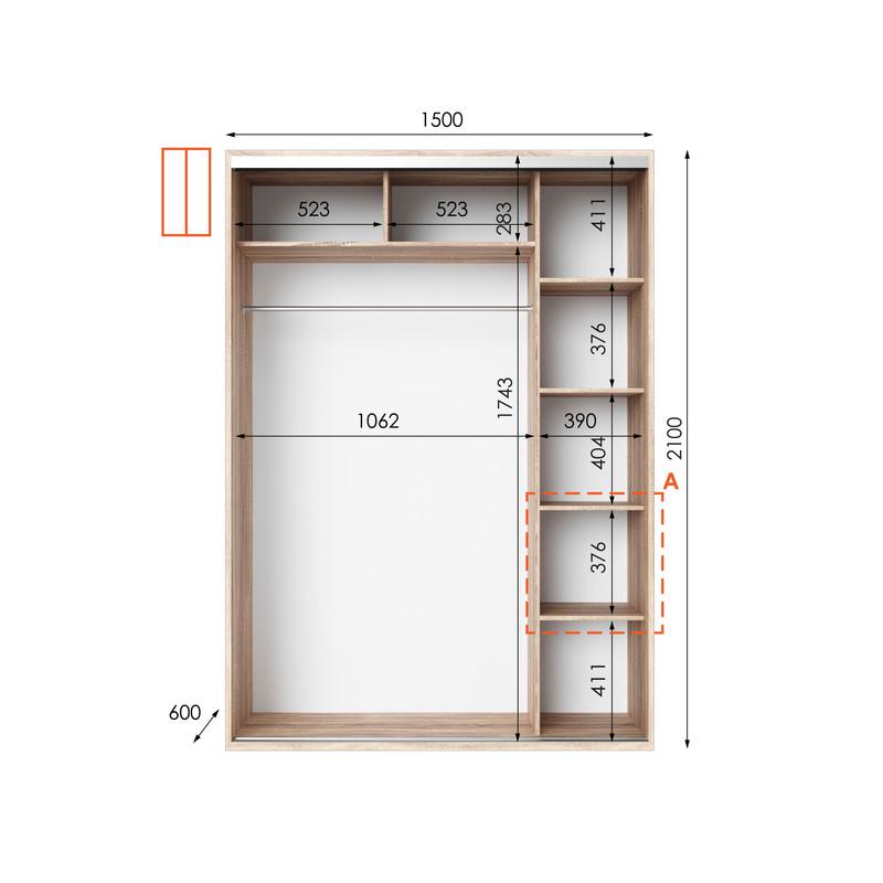 Шафа-купе Idea серія 5 150х60х210 см Дуб сонома (1478) - фото 2