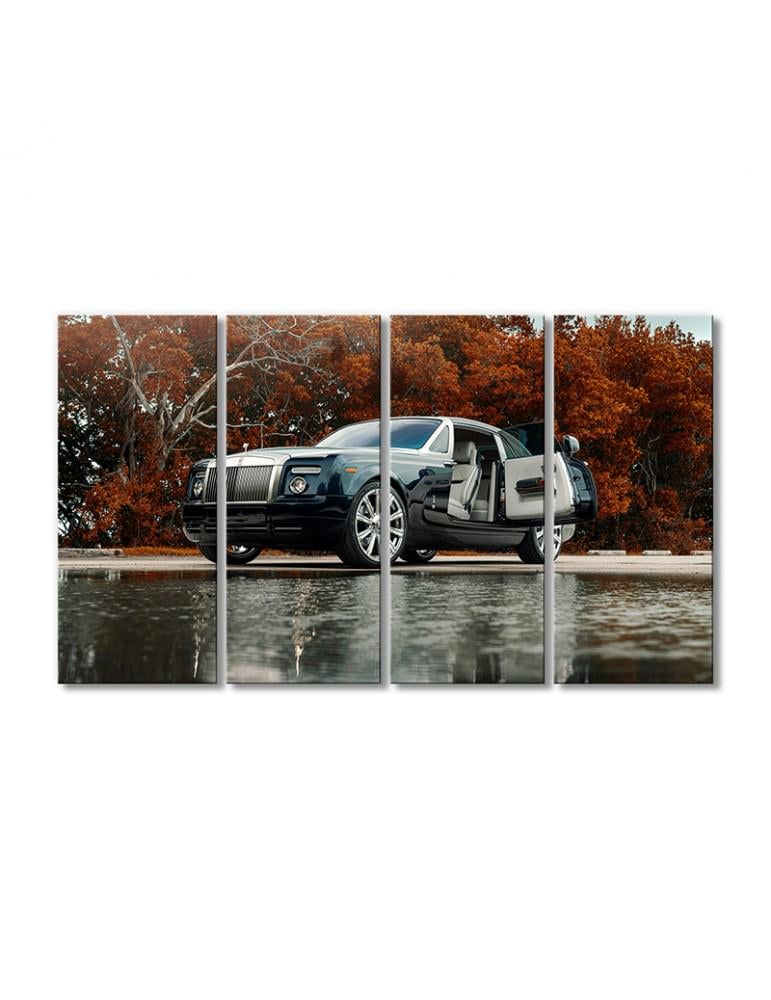 Картина модульная Роллс Ройс Куллинан Черный автомобиль 4 модуля 60x90 см