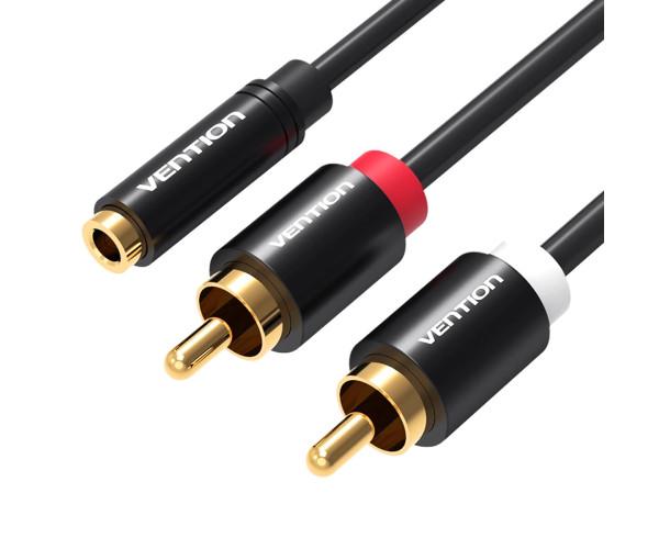 Кабель Vention VAB-R01-B100 Female to 2RCA Male Audio 3,5 мм 1 м Black