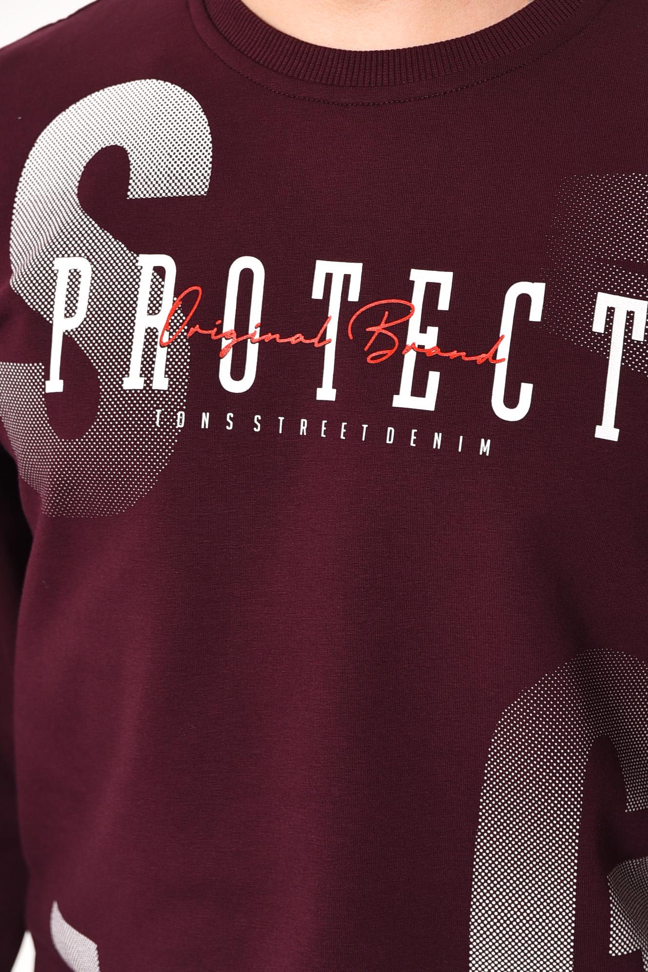 Свитшот мужской S с надписью Бордовый (175882) - фото 4