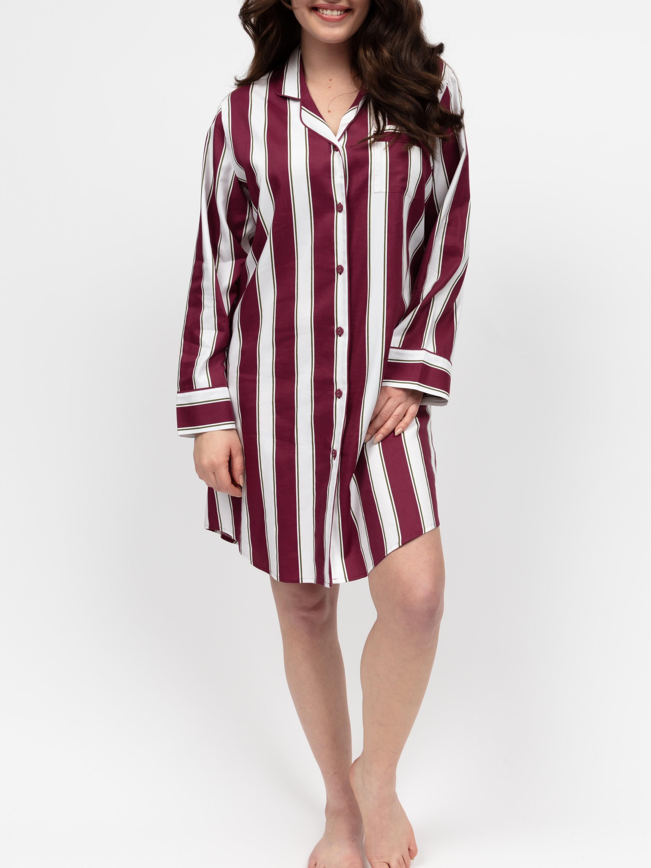 Нічна сорочка CYBERJAMMIES Yasmin 5085 зі смугастим принтом 5XL Бордовий/Білий (5051877609617)