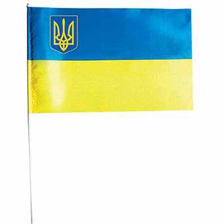 Прапор з тризубом П2 атласний на паличці (П2АТ)