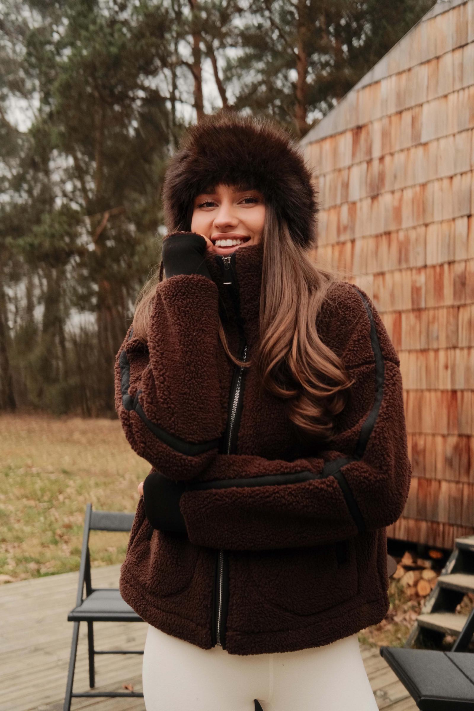 Бомбер женский NUOF Sherpa тедди S Коричневый (436)