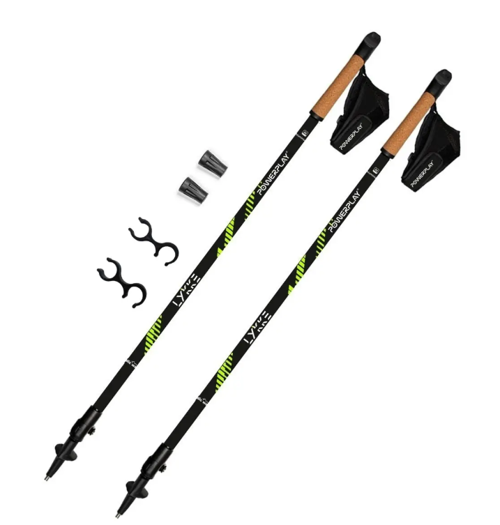 Палиці для скандинавської ходи PowerPlay Lykke 9104 AL ST пара 80-135 см Чорний/Зелений (6936116106163)