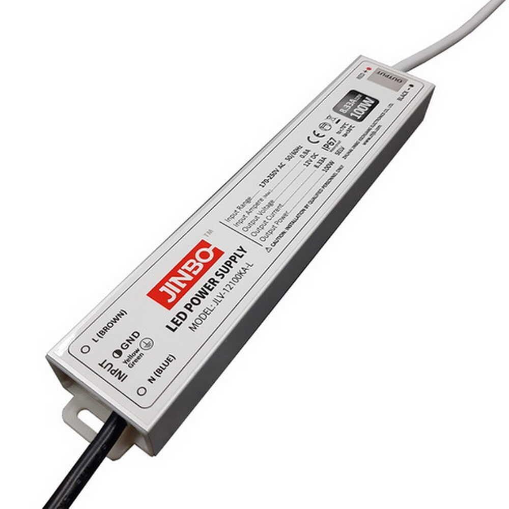 Блок живлення JINBO 100 Вт 220V AC/12V DC IP67 (JLV-12100KA-L)
