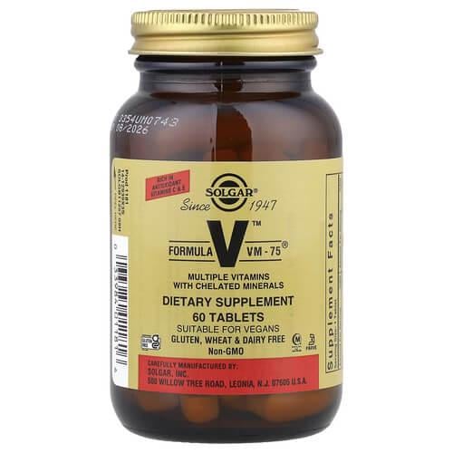 Универсальные витамины Solgar Formula V VM-75 60 tablets (SOL-01181)