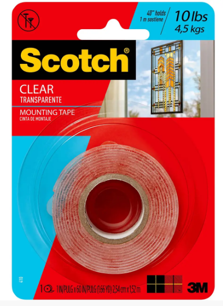 Лента двухсторонняя монтажная 3M Scotch Clear Mounting Tape 410DC-SF 25,4 мм x 1,52 м Прозрачный (21842)