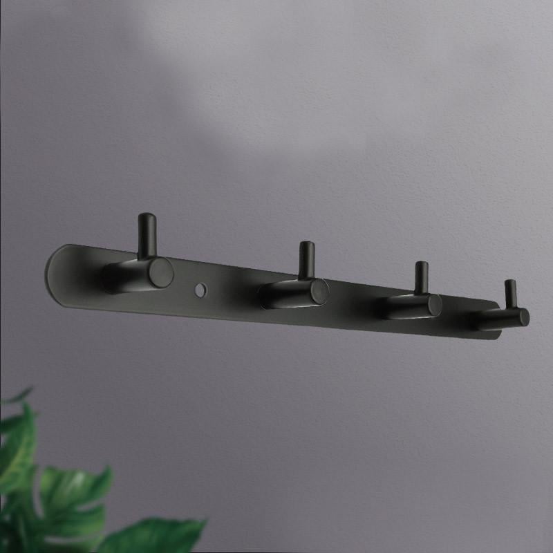 Вішалка у ванну Ermo E-PRO SLIM 4 Hooks SS-304 з нержавіючої сталі на 4 гачки Чорний (2436) - фото 2