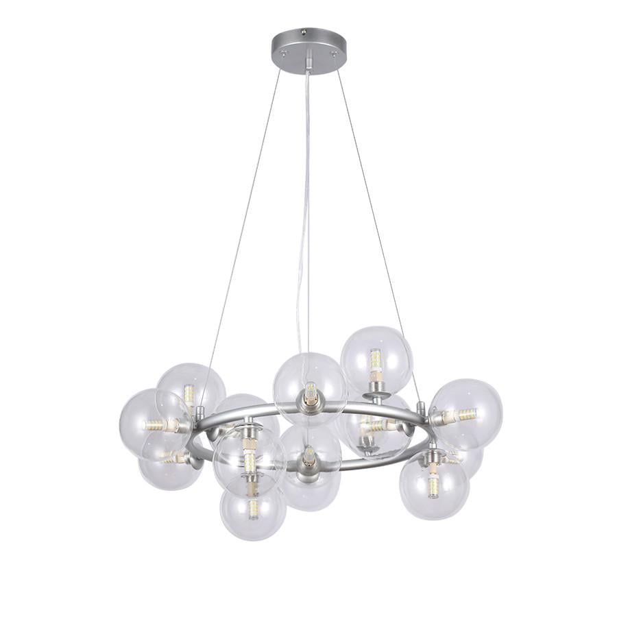 Люстра подвесная на 15 плафонов 7841019-15 GAB/CL Серебряный/прозрачный - фото 1