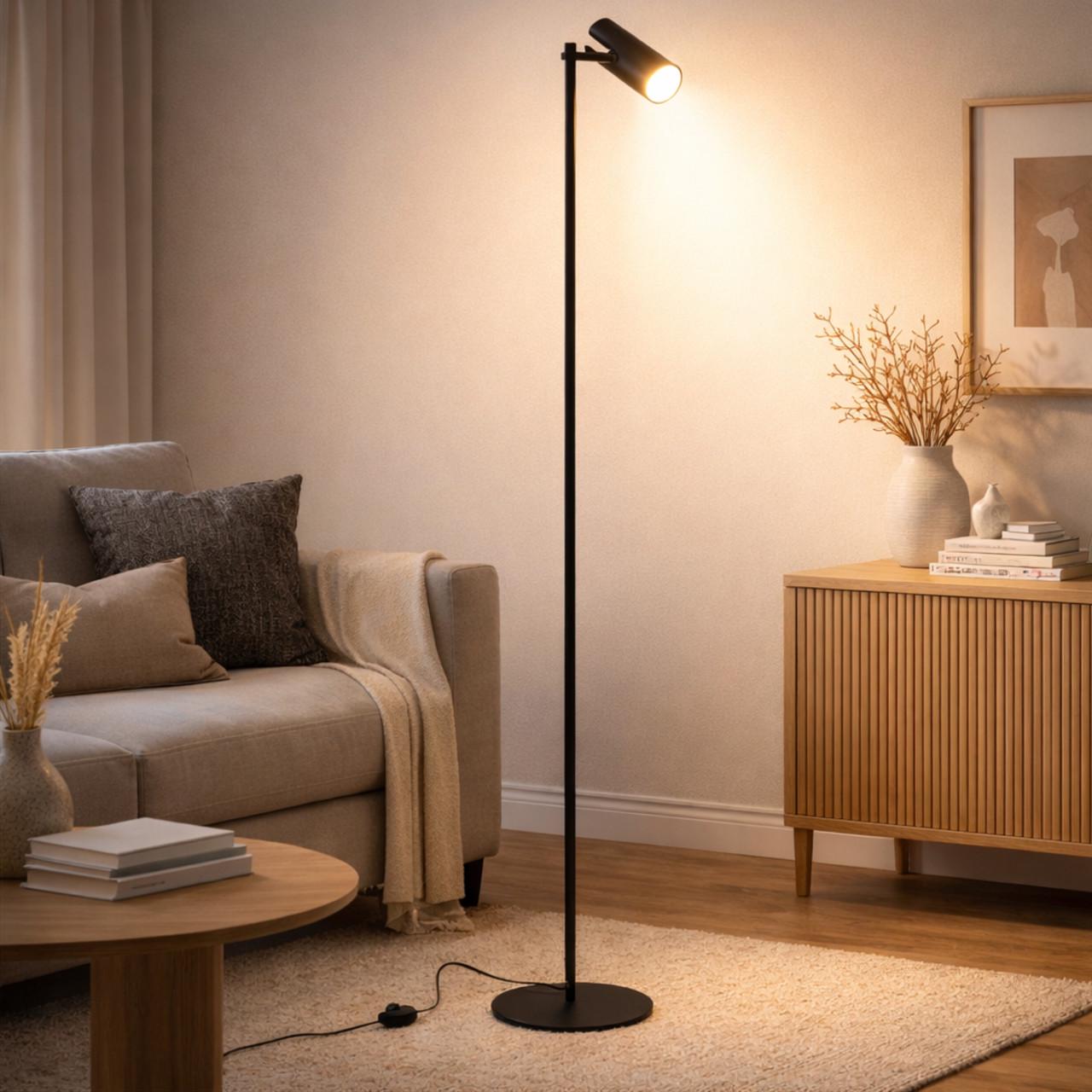 Торшер MSK Electric Focus с металлическим плафоном под лампу GU10 поворотный Черный (NL 15055 BK)