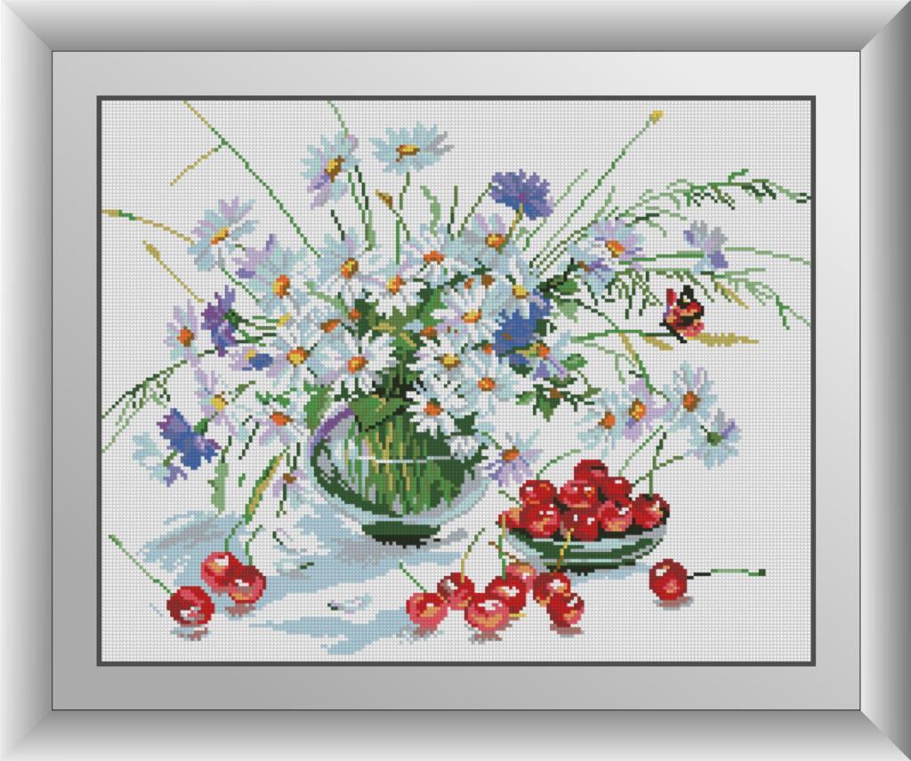 Алмазная мозаика Dream Art Ромашки и черешня 41x52 см (DA.30399)