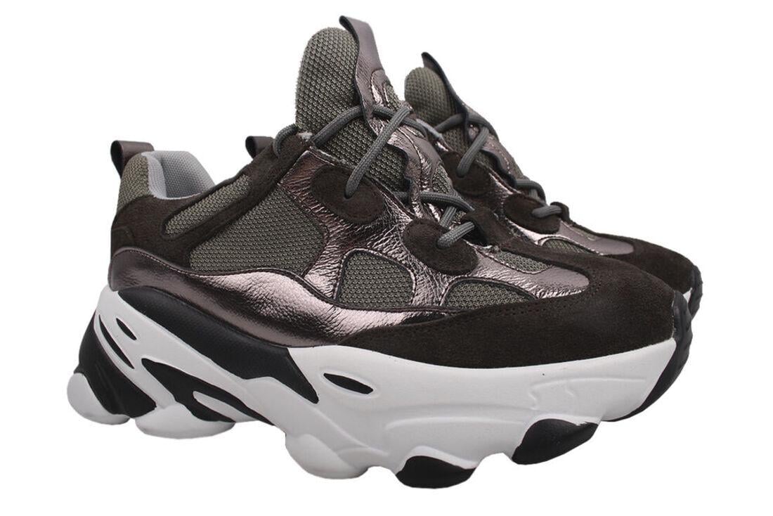 Кроссовки женские Li Fexpert из замши на платформе р. 39 Хаки (472-9DK)