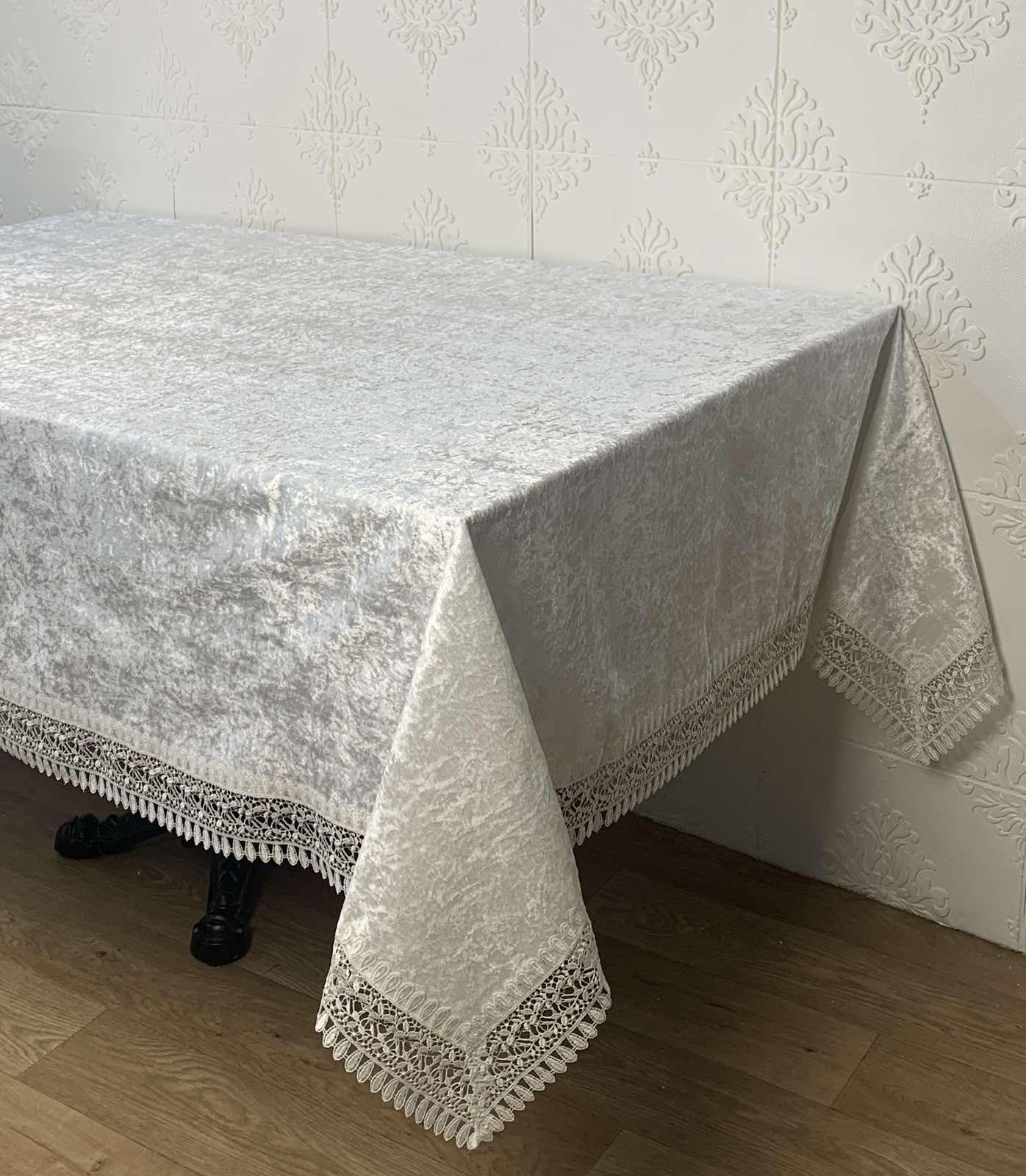 Скатертина велюрова Acme Tekstil PVS Badem 160x220 см Krem (CN30445)