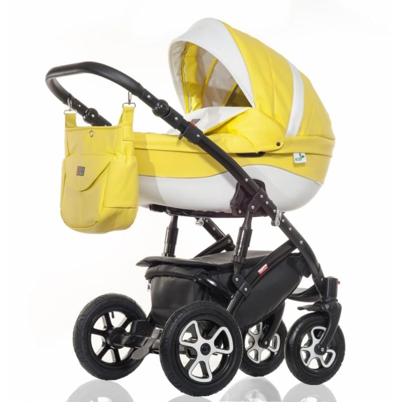 Коляска Broco Eco универсальная 2в1 с дождевиком москитной сеткой и чехлом на ножки Желтый