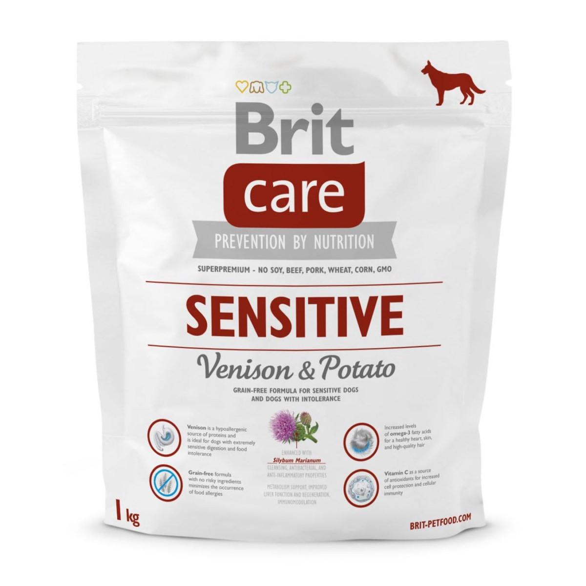 Корм сухой гипоаллергенный Brit Care Sensitive All Breed с олениной для собак всех пород 1 кг (8595602510825)