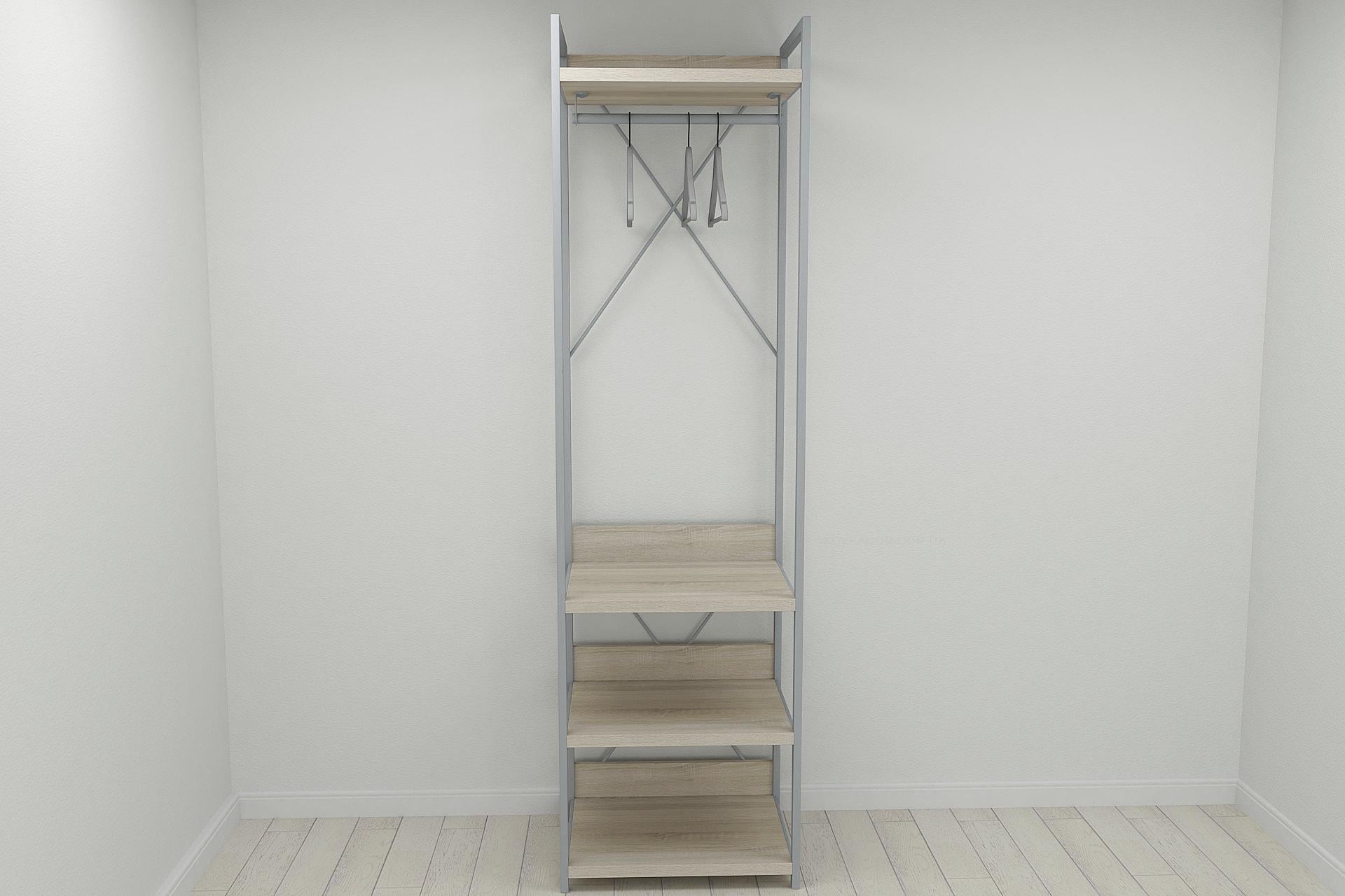 Шкаф-гардероб Ferrum-decor Коннект Уни секция 3 металл/ДСП 32 мм 220x60x50 см Серый/Дуб Сонома (FRD-104529)