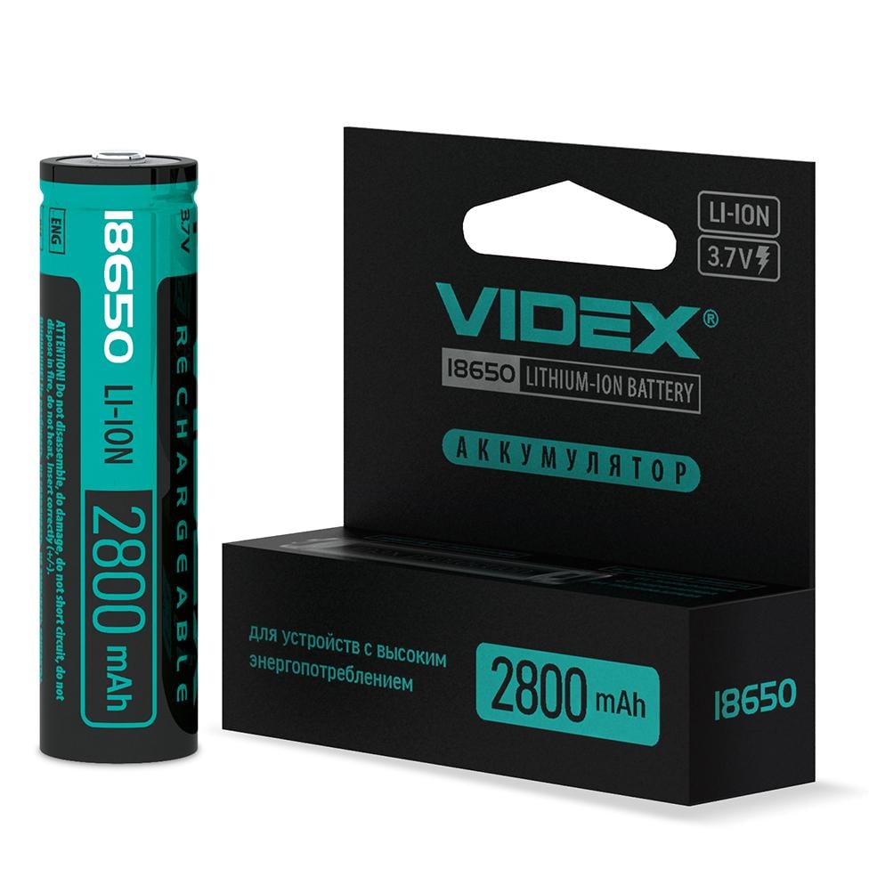 Акумулятор Videx літій-іонний 18650-P захист 2800 mAh color box/1 шт. (23581)