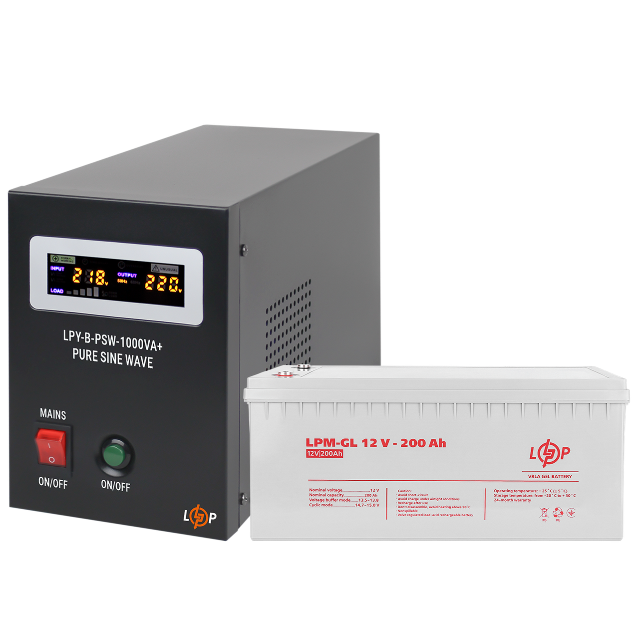 Комплект резервного питания для котла и теплого пола LP LogicPower ИБП гелевая батарея UPS B1000VA АКБ GL 2400W