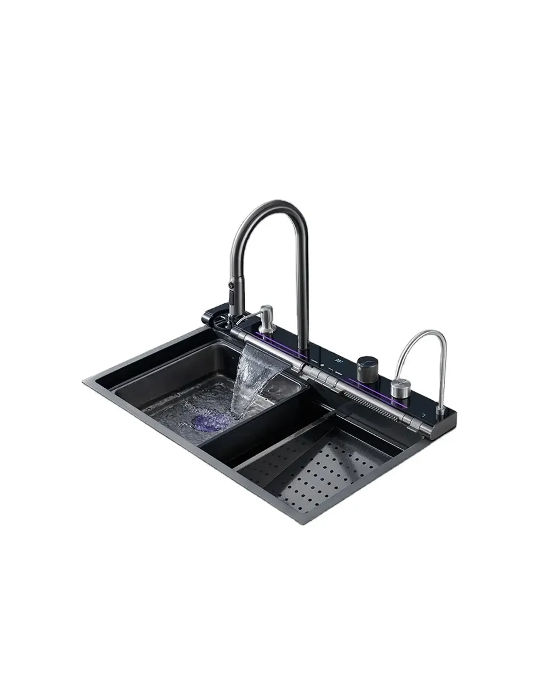 Мойка Zerix ZH7546-SET-02 DECOR NANO-BLACK со встроенным смесителем (ZM5576)
