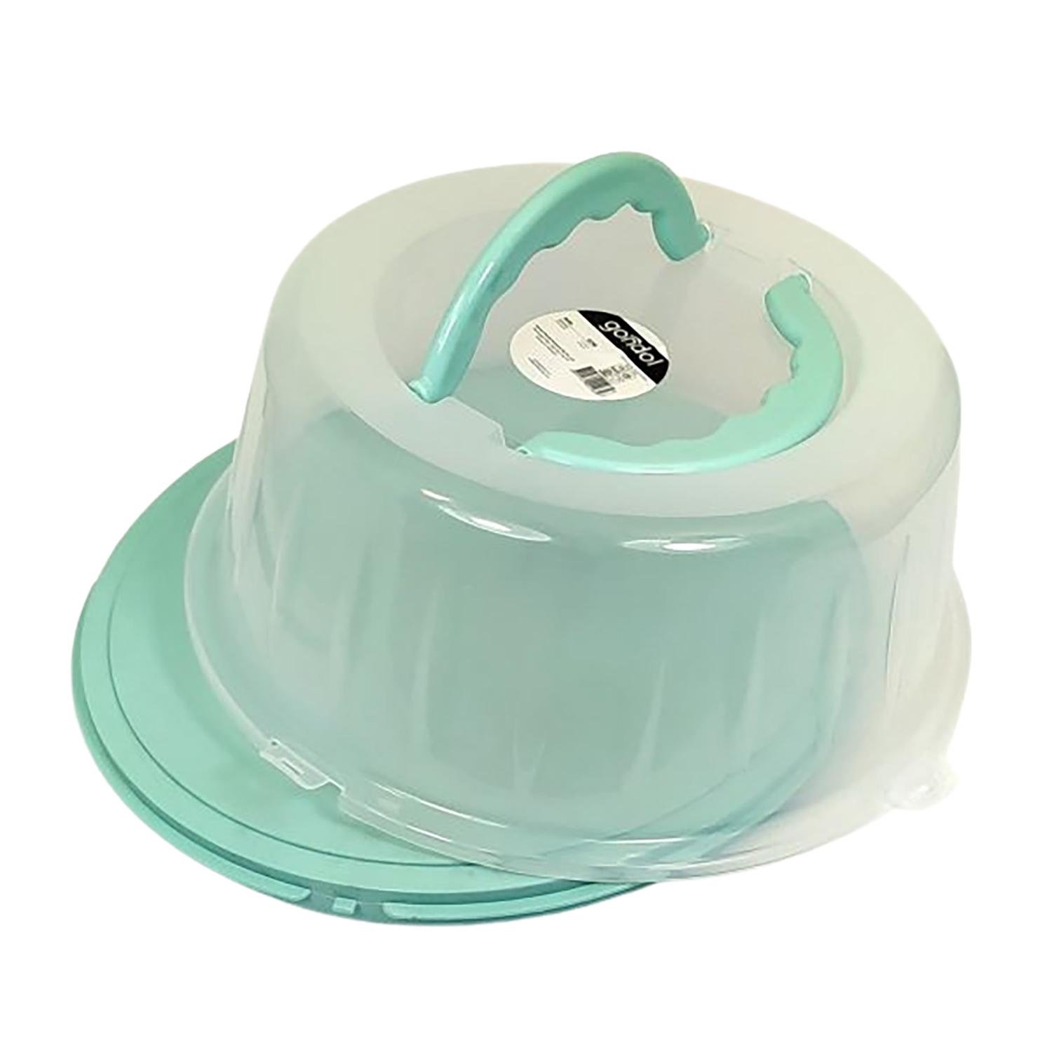 Тортівниця кругла Gondol Plastic G298 з прозорою кришкою на клямках пластикова D 32,5/25,5х12,8 см Зелений (25820567) - фото 2