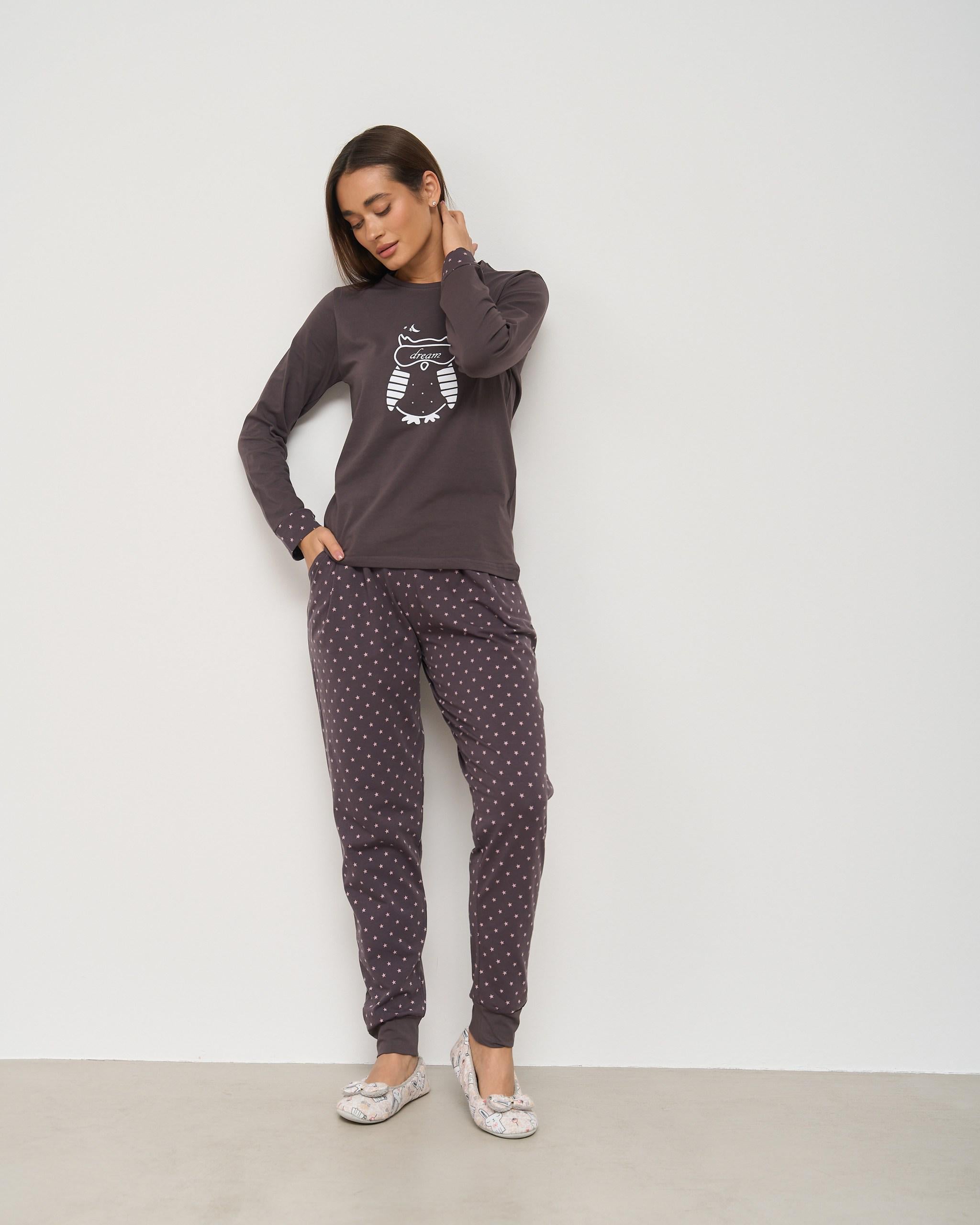 Пижама женская с брюками Сова M Коричневый (96700) Пижама женская с брюками Сова M Коричневый (96700)