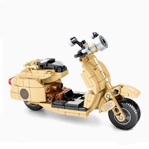 Конструктор мотороллер Vespa Moto Block 256 деталь на подставке (3212-1)