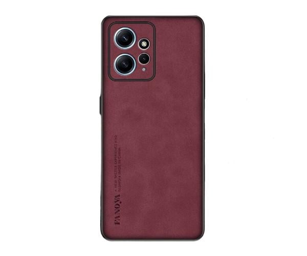 Кожаный чехол - накладка Fanoya для Xiaomi Redmi Note 12 4G Бордовый