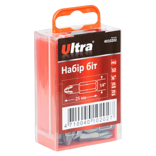 Набор бит ULTRA PH2x25 мм 1/4" 25 шт. (3-9-4010202)