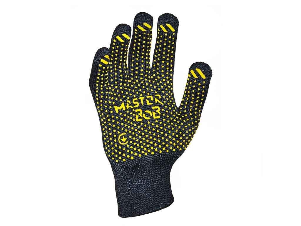 Перчатки рабочие Master BOB 555V Medium ХБ70ПЄ30 7 класс ПВХ р. 10 Черный (977009)