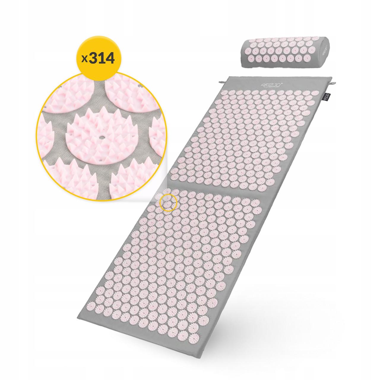 Коврик акупунктурный с валиком 4fizjo Classic Mat XL аппликатор Кузнецова Grey/Pink (P-5907739313294) - фото 4