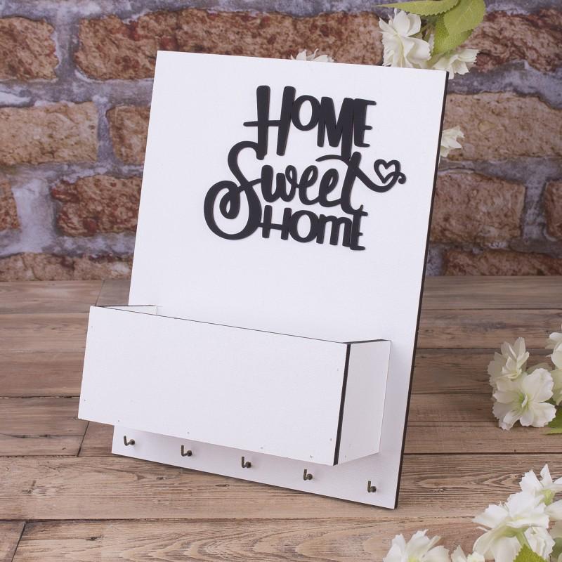Ключница HOME sweet home 27x20см белая с кашпо (100282)