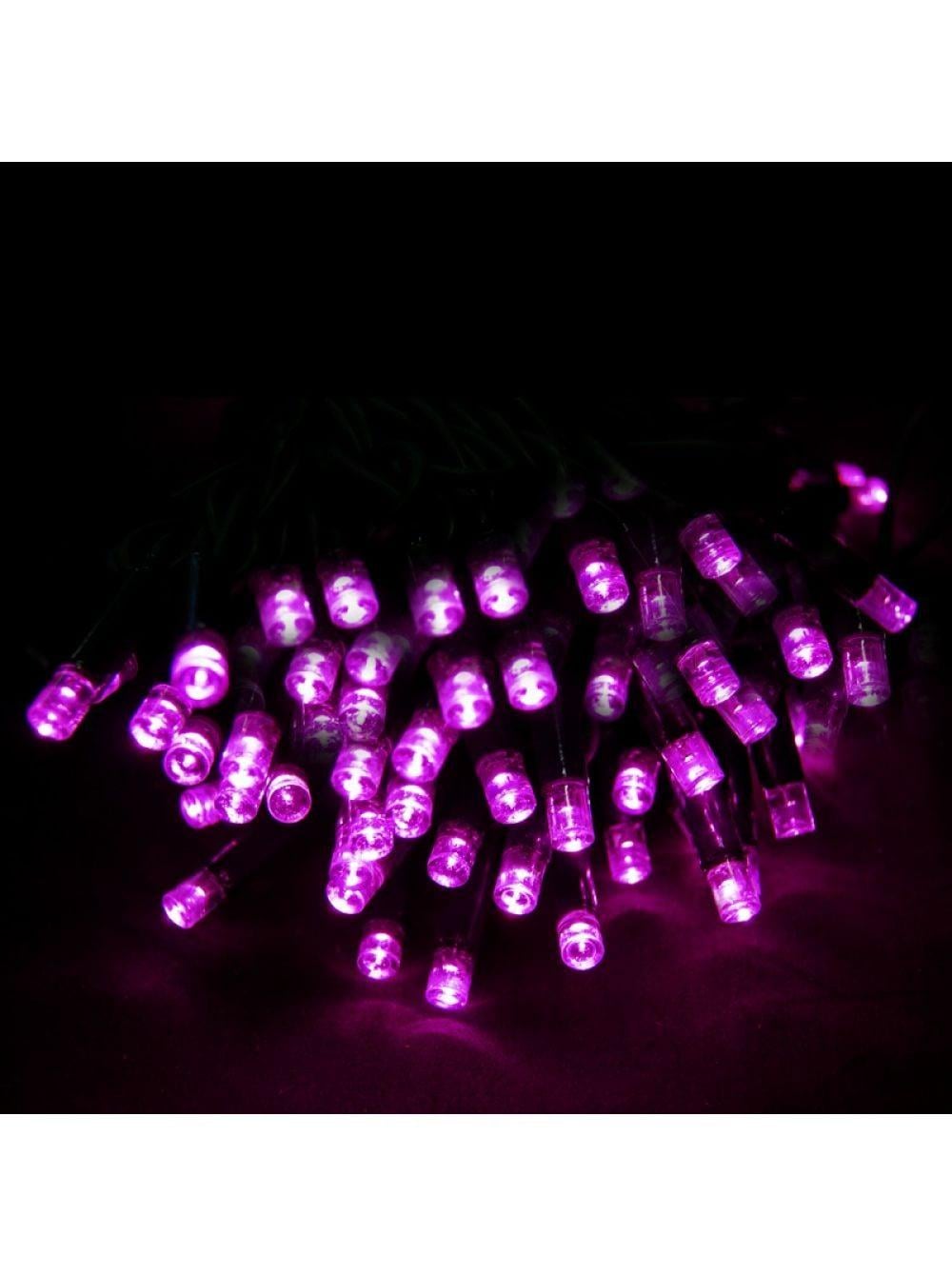 Электрогирлянда внутренняя розовая встроенный светодиод (LED) 100 ламп 8 м с контроллером зеленый провод