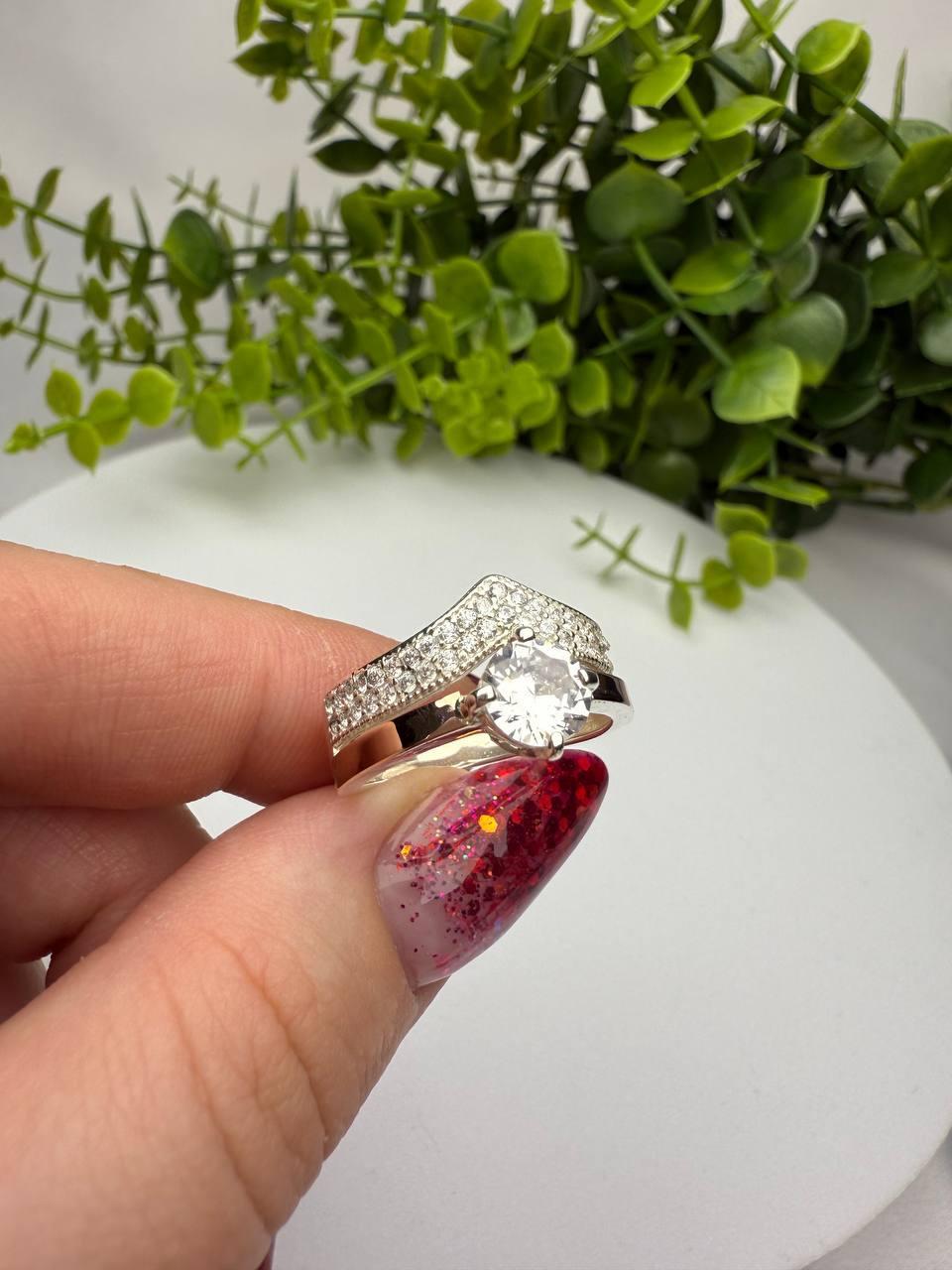 Каблучка Принцеса срібло 925 з напайками золота 375 та цирконами Білий (2997943895)