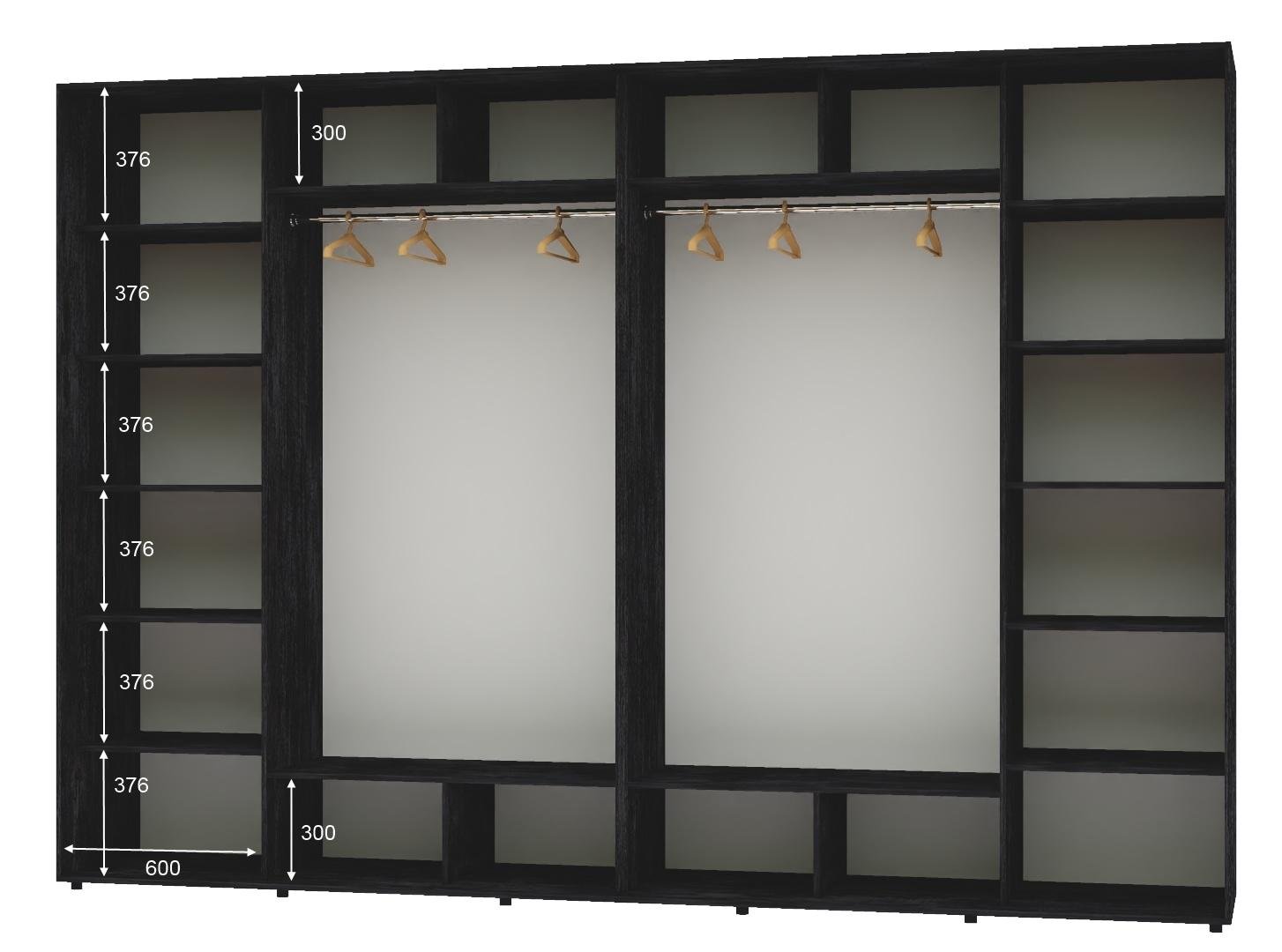 Шкаф-купе четырехдверный Алекса ДСП 340х60х250 см Бетон темный (57166) - фото 2 Шкаф-купе четырехдверный Алекса ДСП 340х60х250 см Бетон темный (57166) - фото 2