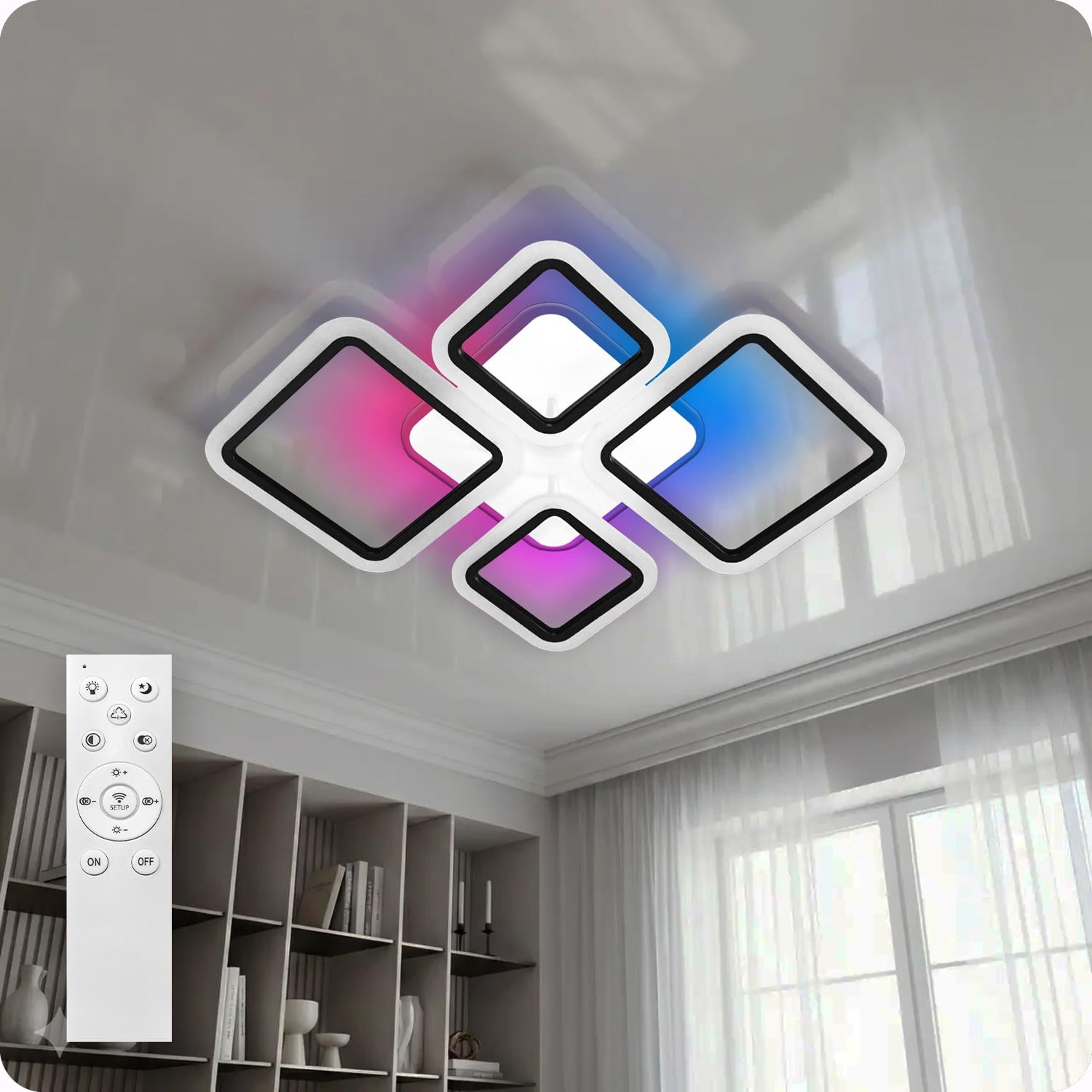 Люстра светодиодная 517 Light 3color с пультом 96 Вт Черный (02042)