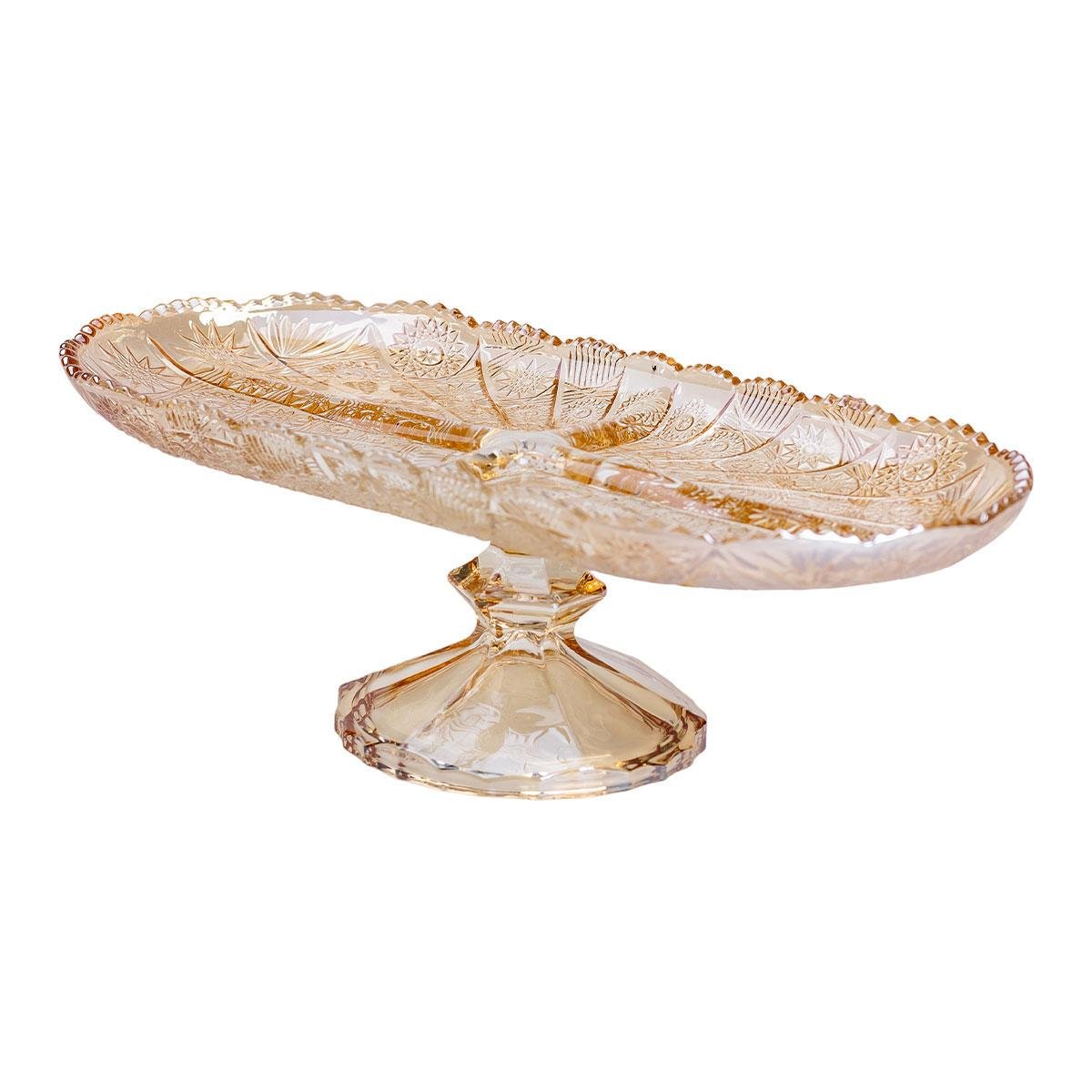 Фруктовая стеклянная на ножке овальная ваза для фруктов 33,5х15х10,5 см (HP-YH-84) - фото 3 Фруктовая стеклянная на ножке овальная ваза для фруктов 33,5х15х10,5 см (HP-YH-84) - фото 3