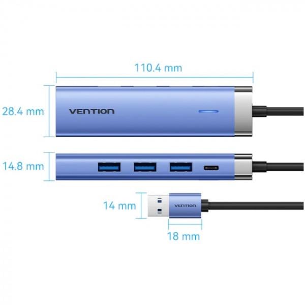 USB-хаб Vention 5в1 USB-A to 3хUSB3.0/RJ-45/USB-C Power (TGFSB) - фото 4