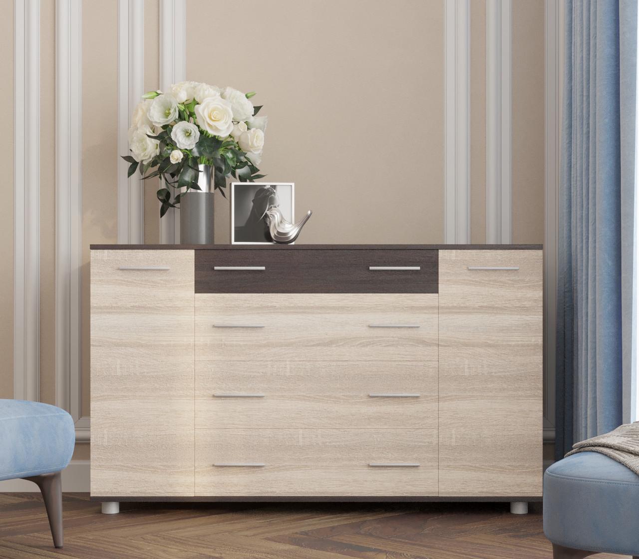 Комод для речей К-4 Еверест 130х38х73 см Венге темний/Дуб молочний Телескопічні (DTM-2028) Комод для речей К-4 Еверест 130х38х73 см Венге темний/Дуб молочний Телескопічні (DTM-2028)