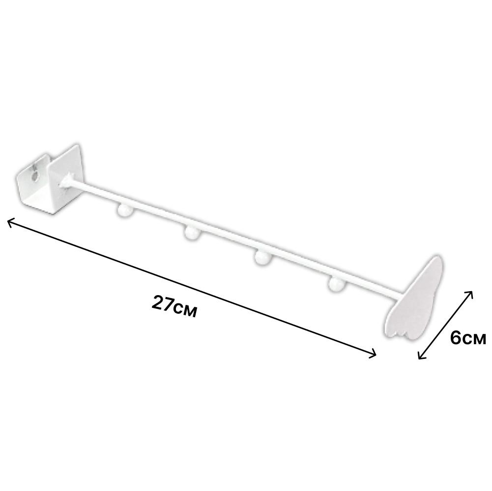 Настінна вішалка-органайзер 4 гачки 27x6 см Білий - фото 5